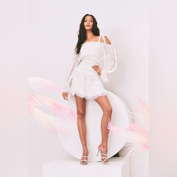 Rococo Sand | Mia Short Off The Shoulder Dress In White New Size Large - Picture 1 of 12